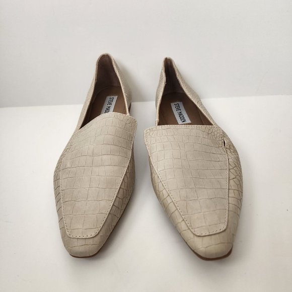 Steve Madden Gemmy Beige Crocodile Embossed Loafers Size 8 - Picture 11 of 11